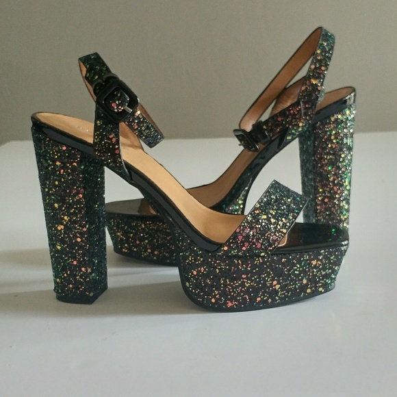 sparkly chunky platform heels